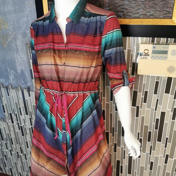 Striped Multicolor Shirt Dress - Picture 1 of 7